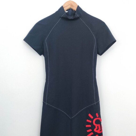 Jean Charles de Castelbajac Keith Haring Mock Neck Wool Midi Dress 38 6 - Picture 5 of 15